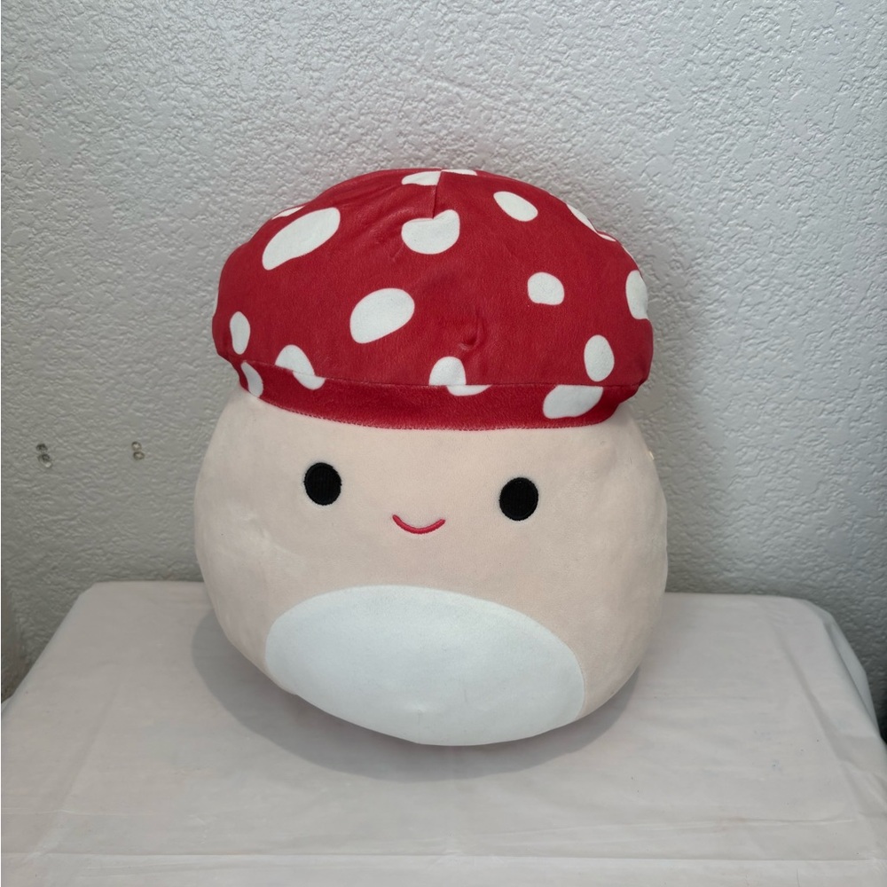 Squishmallows Red and White Mushroom Accent Pillow